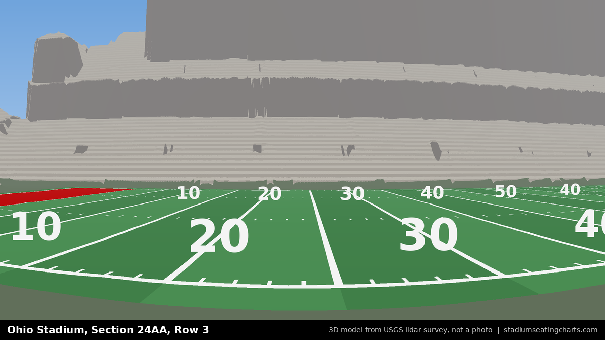 View from Ohio Stadium Section 24AA, Row 3, looking toward the field