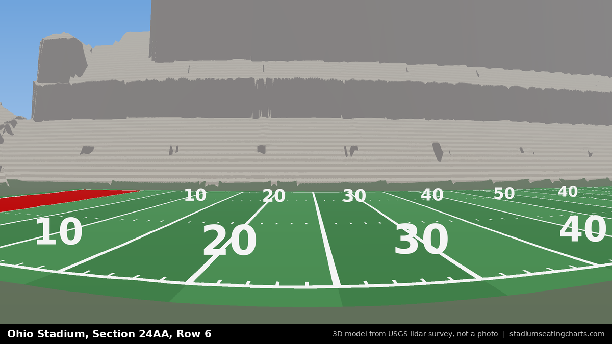 View from Ohio Stadium Section 24AA, Row 6, looking toward the field
