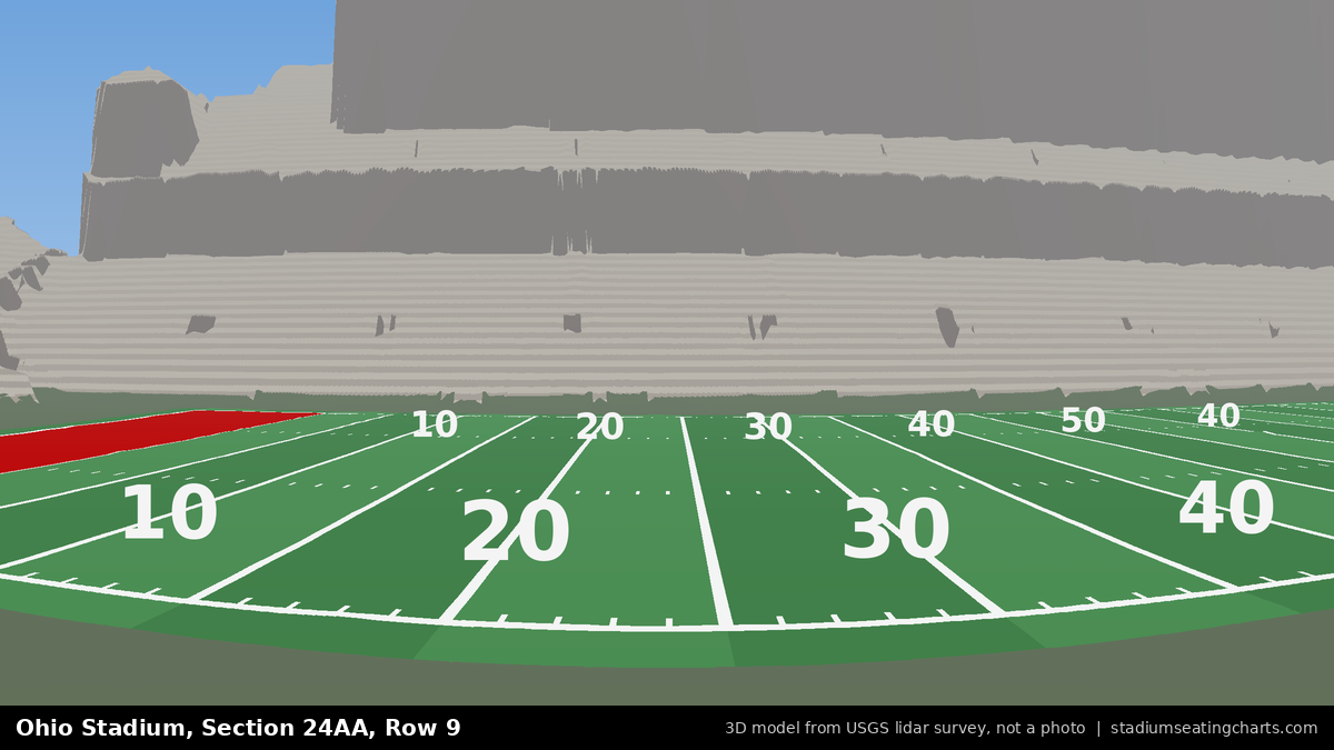 View from Ohio Stadium Section 24AA, Row 9, looking toward the field