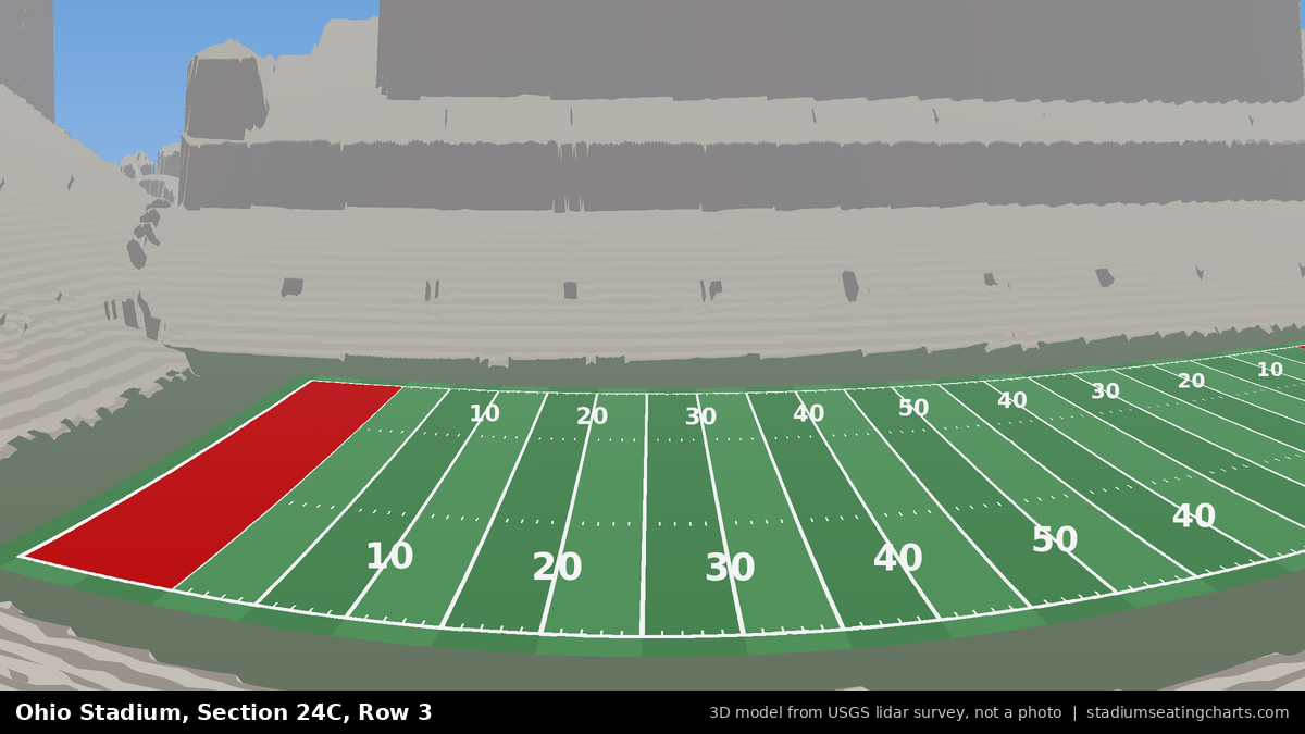 View from Ohio Stadium Section 24C, Row 3, looking toward the field