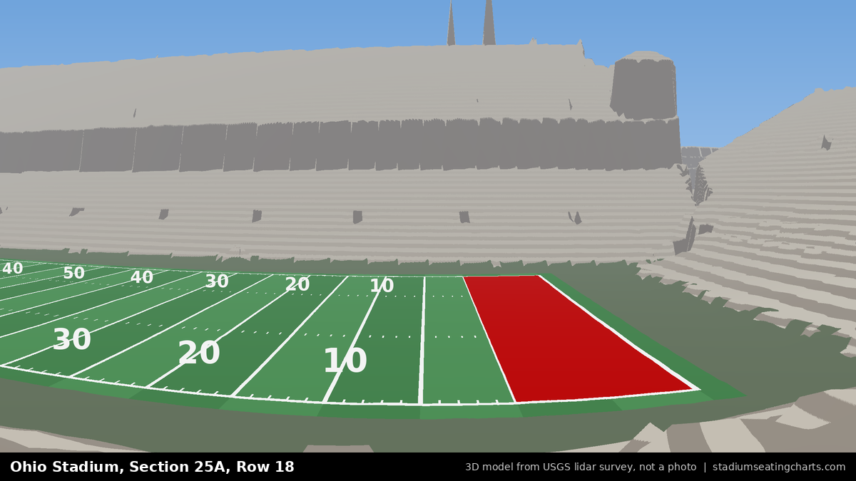 View from Ohio Stadium Section 25A, Row 18, looking toward the field