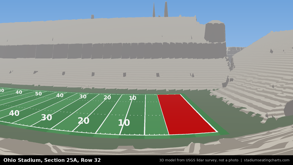 View from Ohio Stadium Section 25A, Row 32, looking toward the field