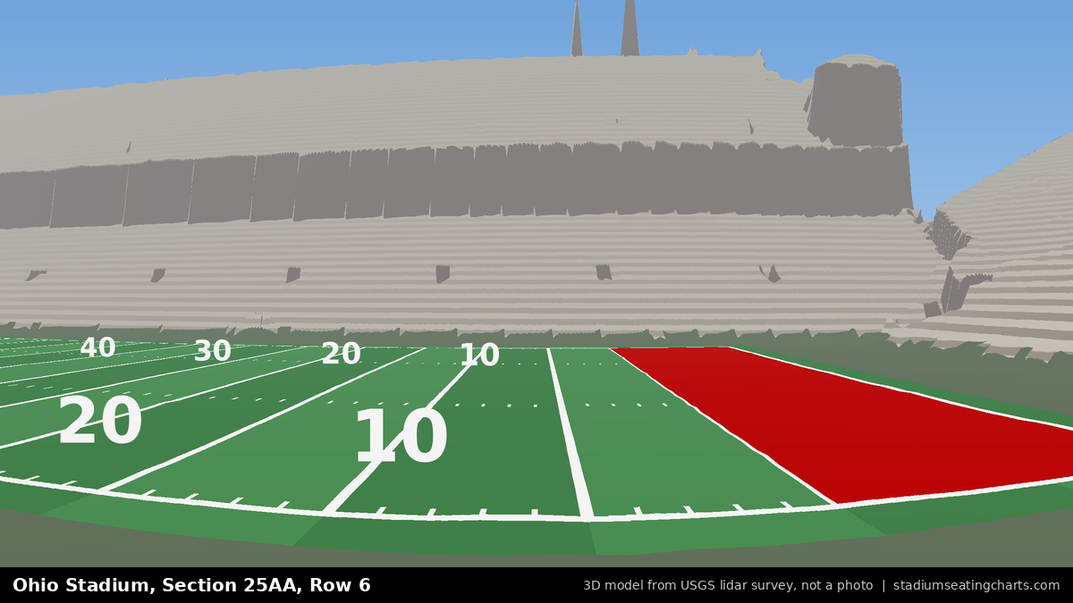 View from Ohio Stadium Section 25AA, Row 6, looking toward the field