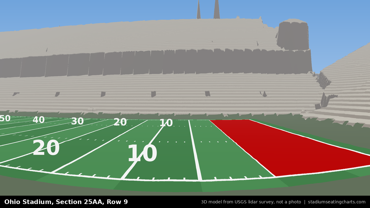 View from Ohio Stadium Section 25AA, Row 9, looking toward the field