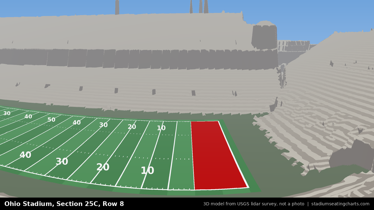 View from Ohio Stadium Section 25C, Row 8, looking toward the field