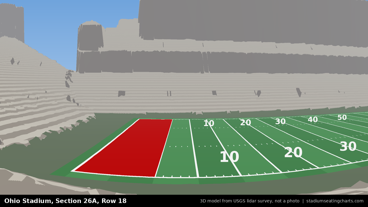 View from Ohio Stadium Section 26A, Row 18, looking toward the field