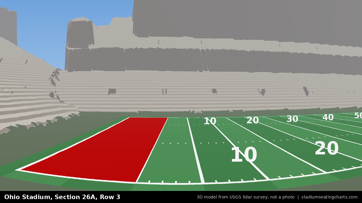 View from Ohio Stadium Section 26A, Row 3, looking toward the field