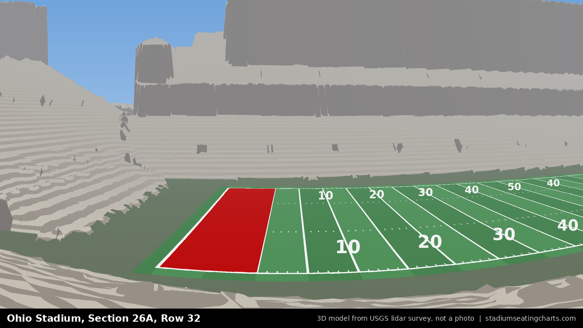View from Ohio Stadium Section 26A, Row 32, looking toward the field