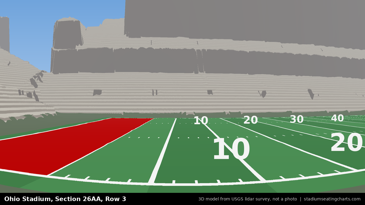View from Ohio Stadium Section 26AA, Row 3, looking toward the field
