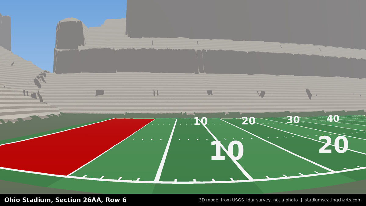 View from Ohio Stadium Section 26AA, Row 6, looking toward the field