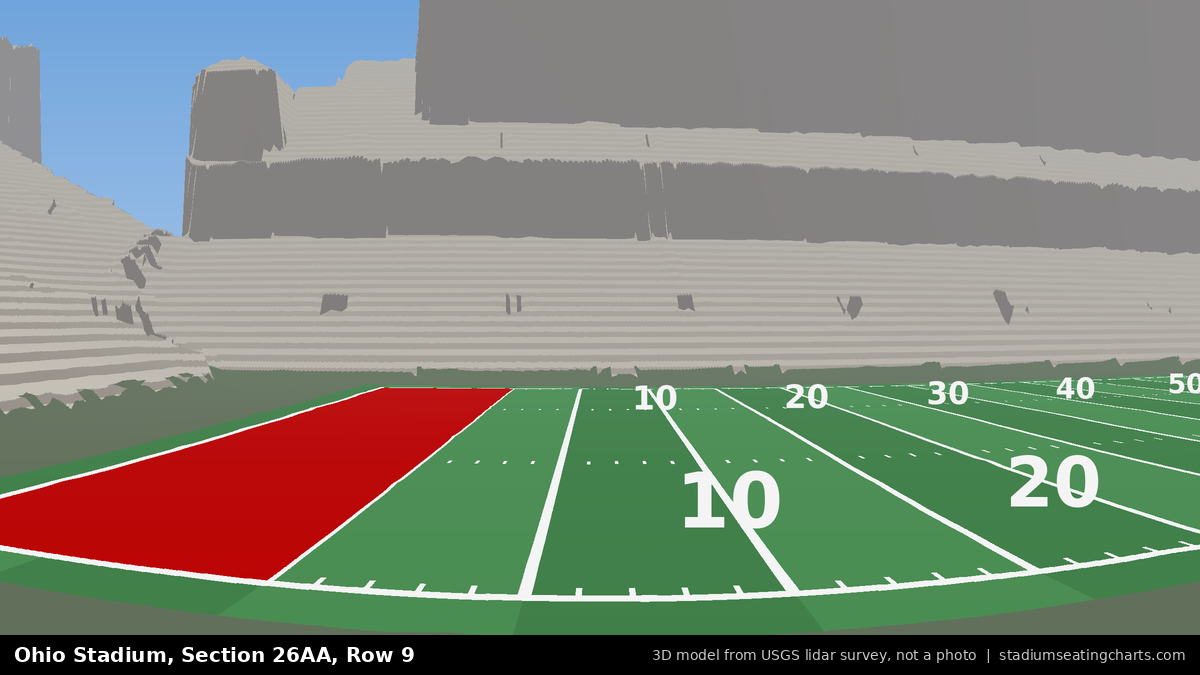 View from Ohio Stadium Section 26AA, Row 9, looking toward the field