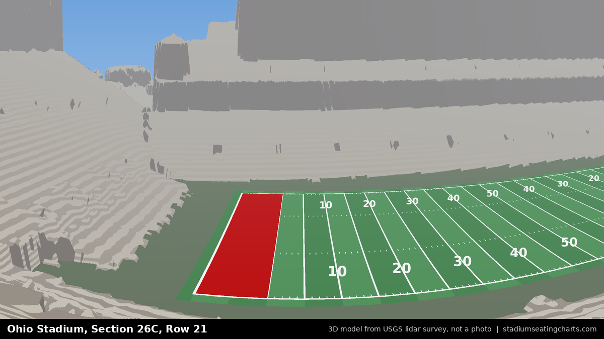 View from Ohio Stadium Section 26C, Row 21, looking toward the field