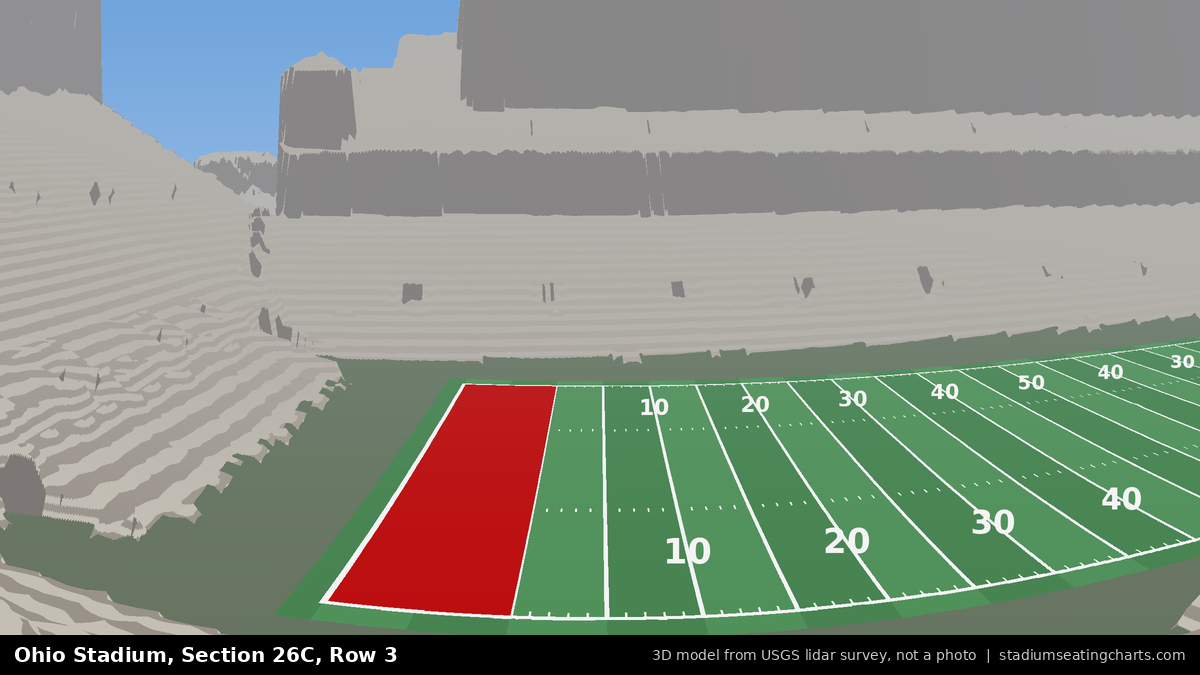 View from Ohio Stadium Section 26C, Row 3, looking toward the field