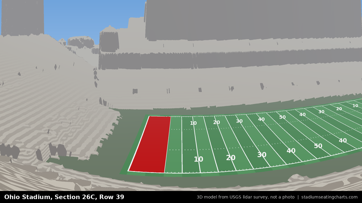 View from Ohio Stadium Section 26C, Row 39, looking toward the field