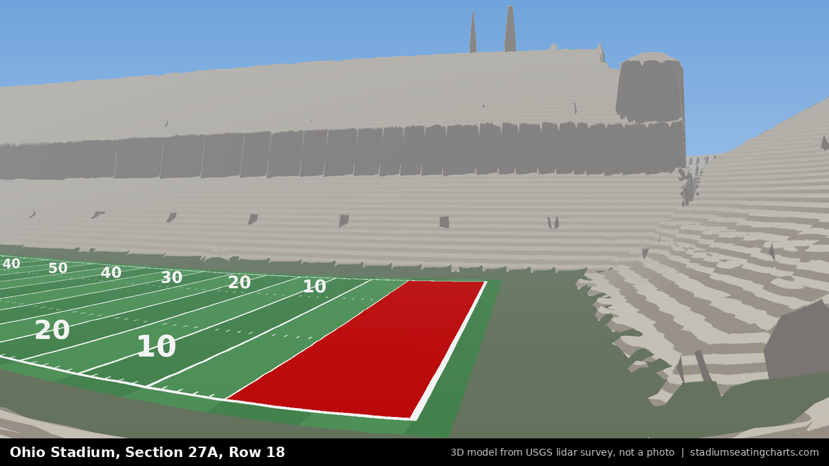View from Ohio Stadium Section 27A, Row 18, looking toward the field