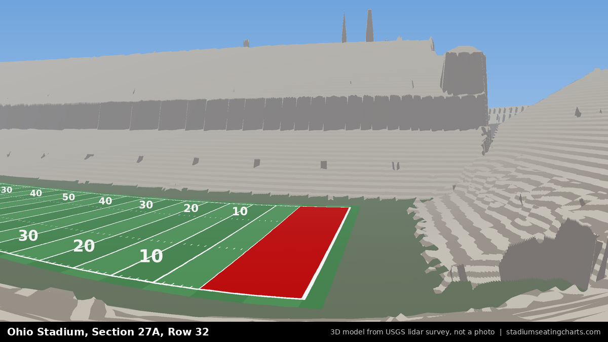 View from Ohio Stadium Section 27A, Row 32, looking toward the field