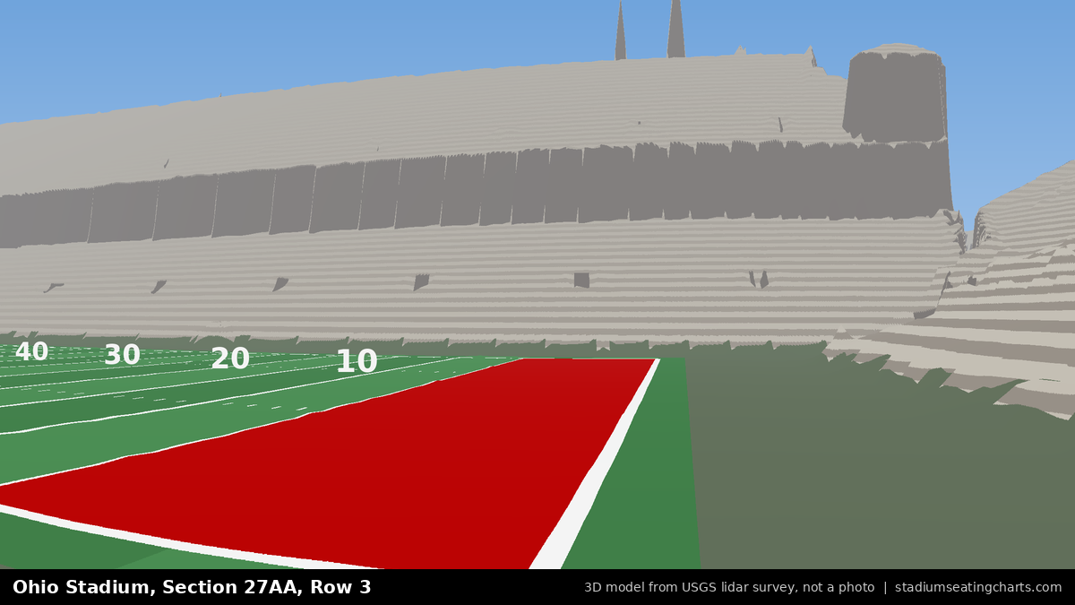 View from Ohio Stadium Section 27AA, Row 3, looking toward the field