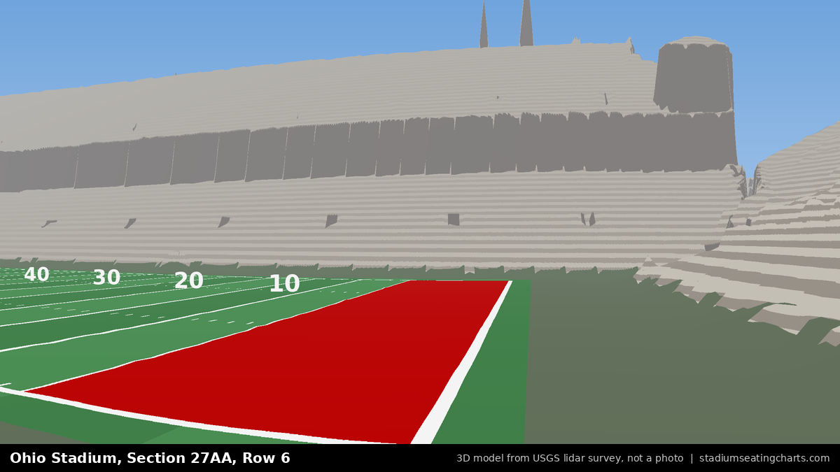 View from Ohio Stadium Section 27AA, Row 6, looking toward the field