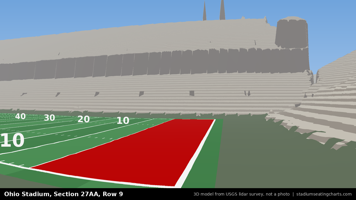 View from Ohio Stadium Section 27AA, Row 9, looking toward the field