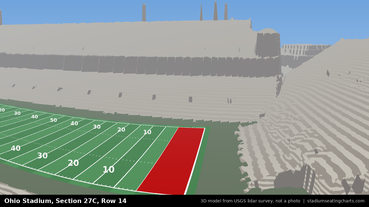 View from Ohio Stadium Section 27C, Row 14, looking toward the field