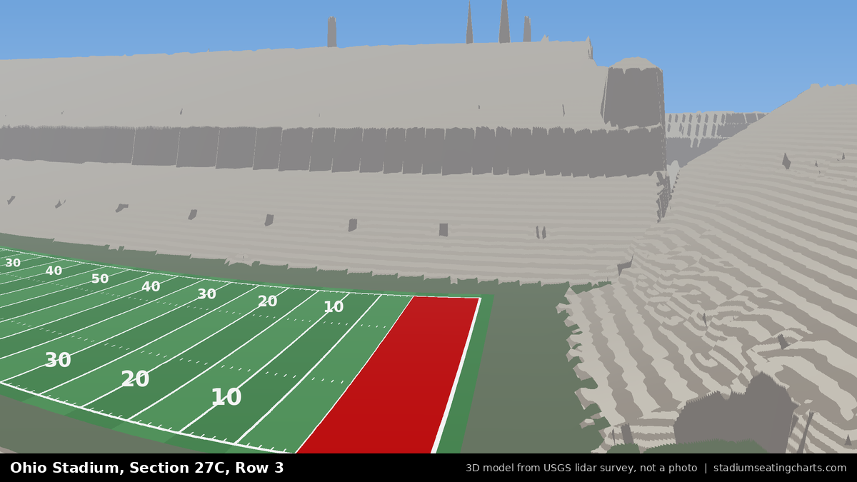View from Ohio Stadium Section 27C, Row 3, looking toward the field