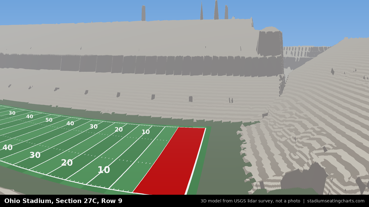 View from Ohio Stadium Section 27C, Row 9, looking toward the field