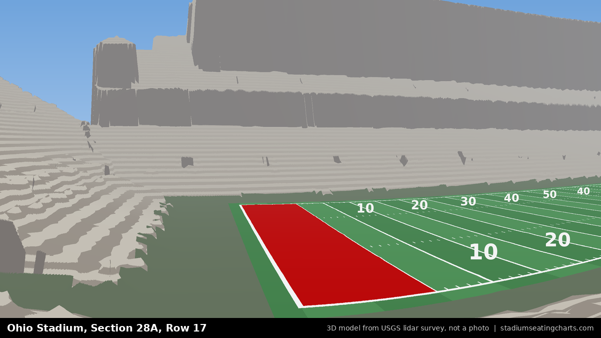 View from Ohio Stadium Section 28A, Row 17, looking toward the field