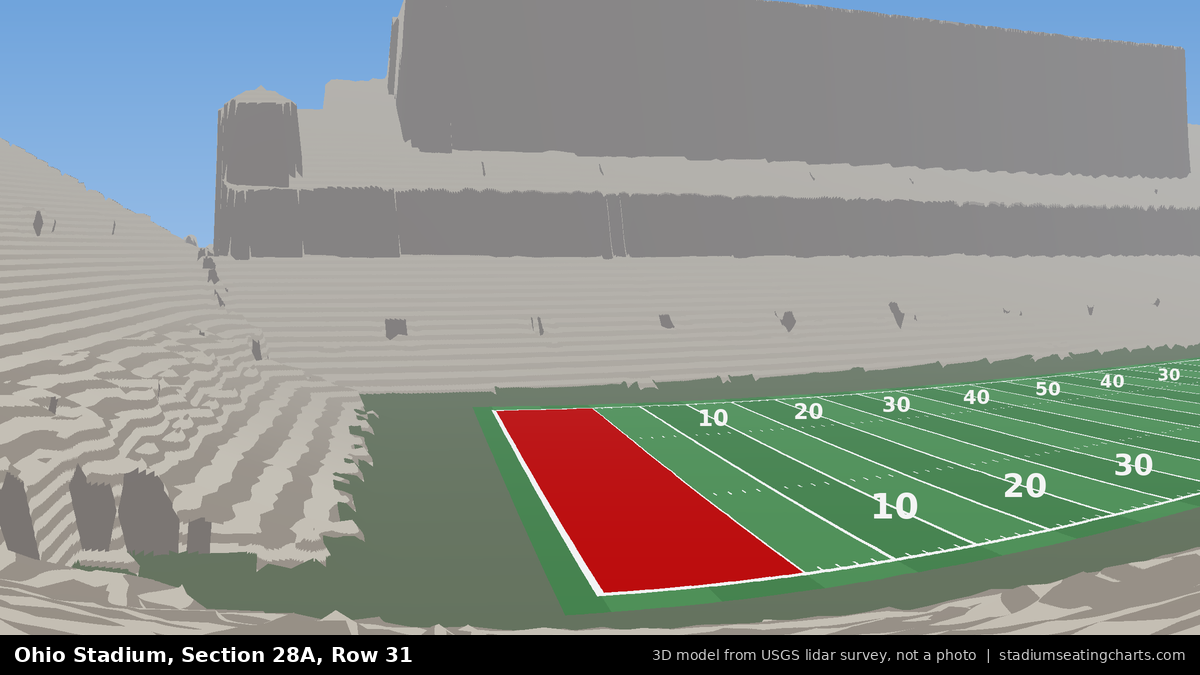 View from Ohio Stadium Section 28A, Row 31, looking toward the field