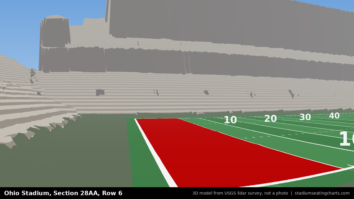 View from Ohio Stadium Section 28AA, Row 6, looking toward the field
