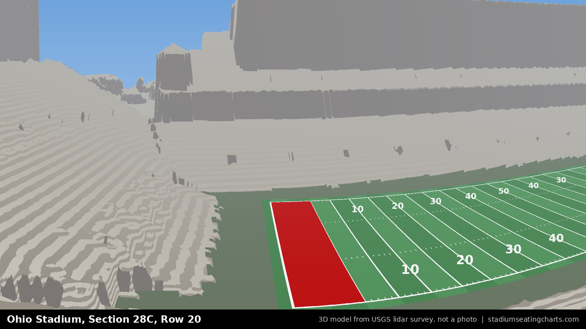 View from Ohio Stadium Section 28C, Row 20, looking toward the field