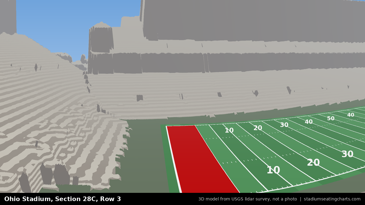 View from Ohio Stadium Section 28C, Row 3, looking toward the field