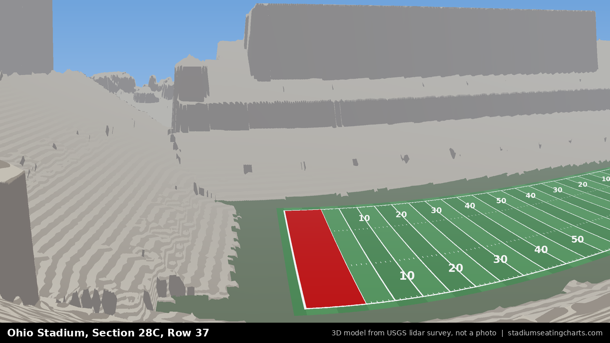 View from Ohio Stadium Section 28C, Row 37, looking toward the field