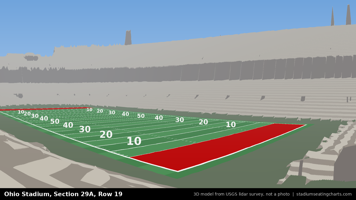 View from Ohio Stadium Section 29A, Row 19, looking toward the field