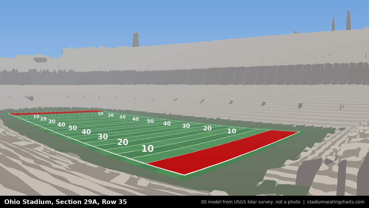 View from Ohio Stadium Section 29A, Row 35, looking toward the field