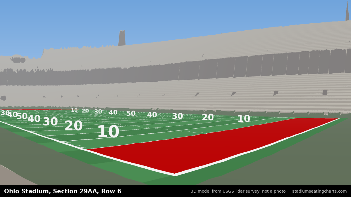 View from Ohio Stadium Section 29AA, Row 6, looking toward the field