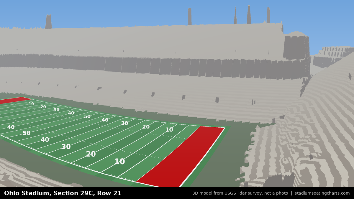 View from Ohio Stadium Section 29C, Row 21, looking toward the field