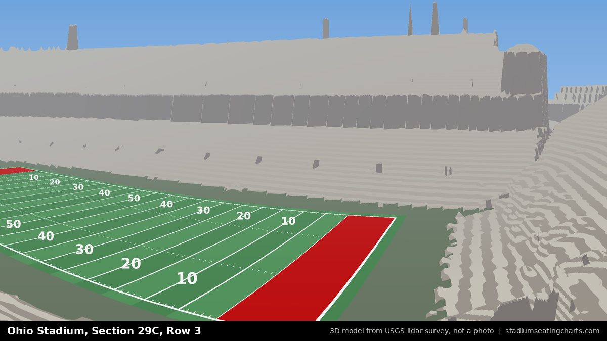 View from Ohio Stadium Section 29C, Row 3, looking toward the field