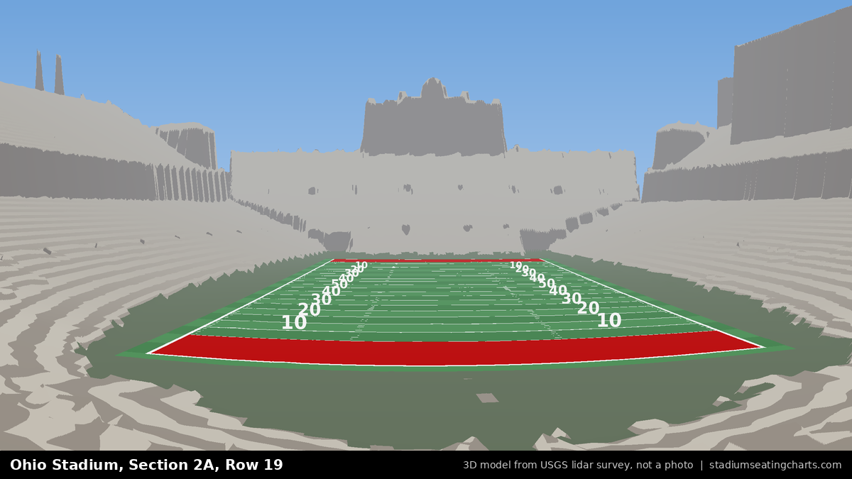 View from Ohio Stadium Section 2A, Row 19, looking toward the field