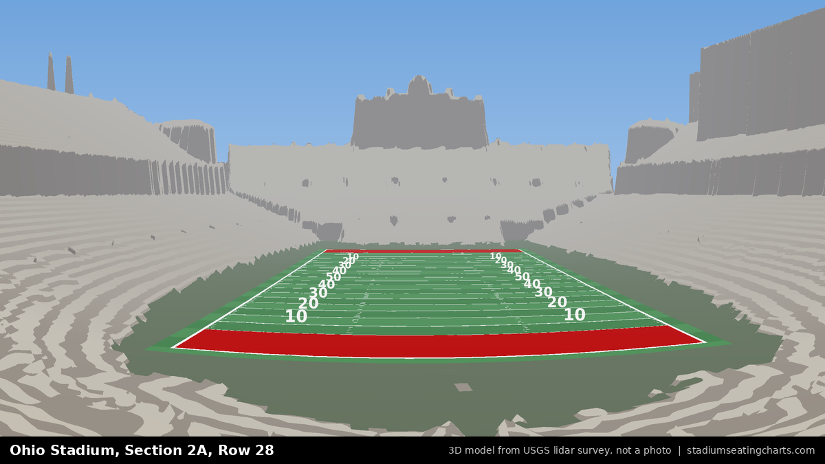 View from Ohio Stadium Section 2A, Row 28, looking toward the field