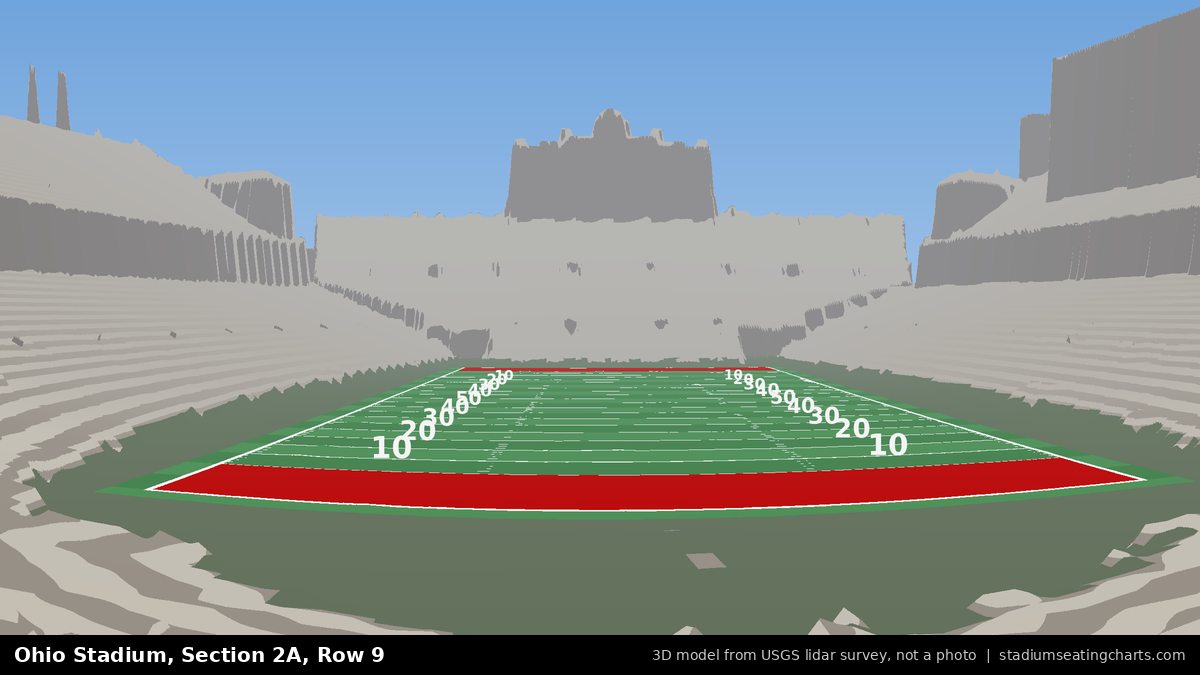 View from Ohio Stadium Section 2A, Row 9, looking toward the field
