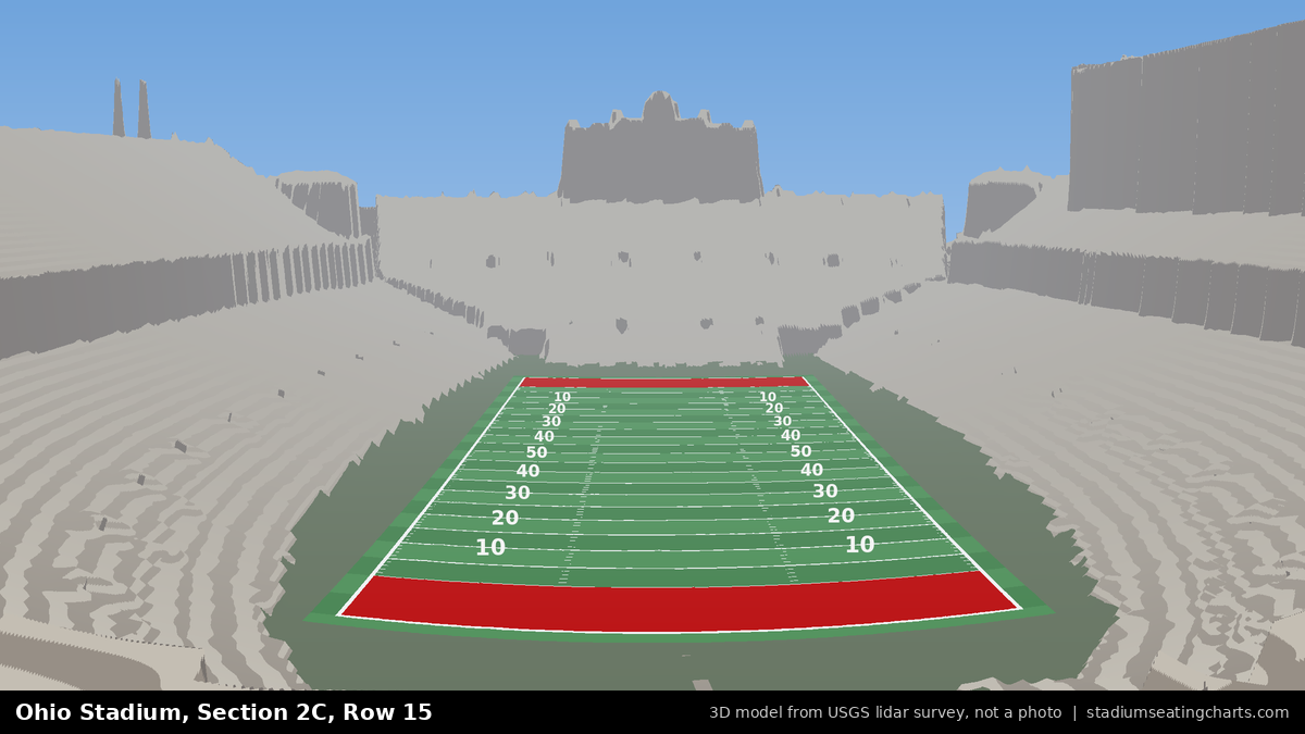 View from Ohio Stadium Section 2C, Row 15, looking toward the field