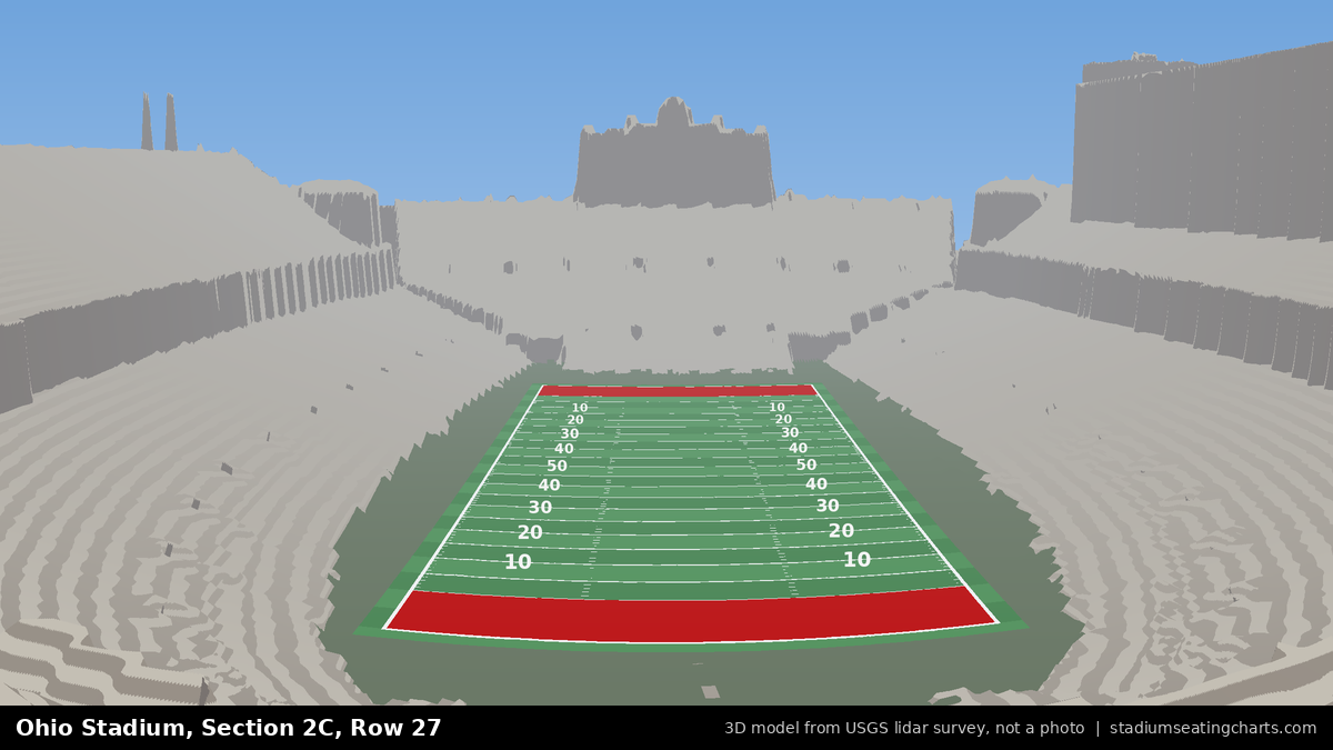 View from Ohio Stadium Section 2C, Row 27, looking toward the field