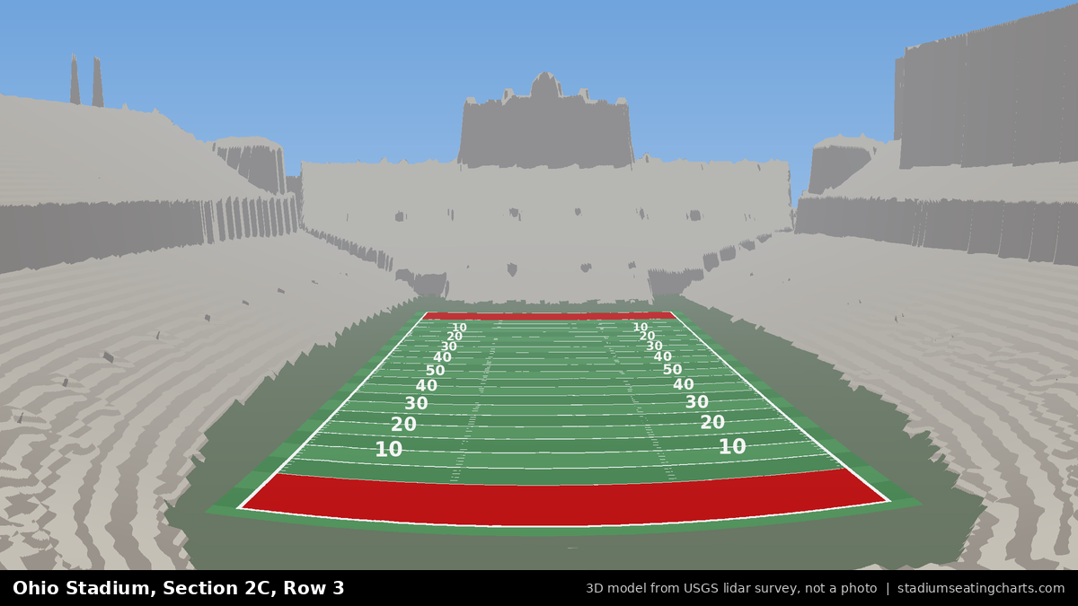 View from Ohio Stadium Section 2C, Row 3, looking toward the field