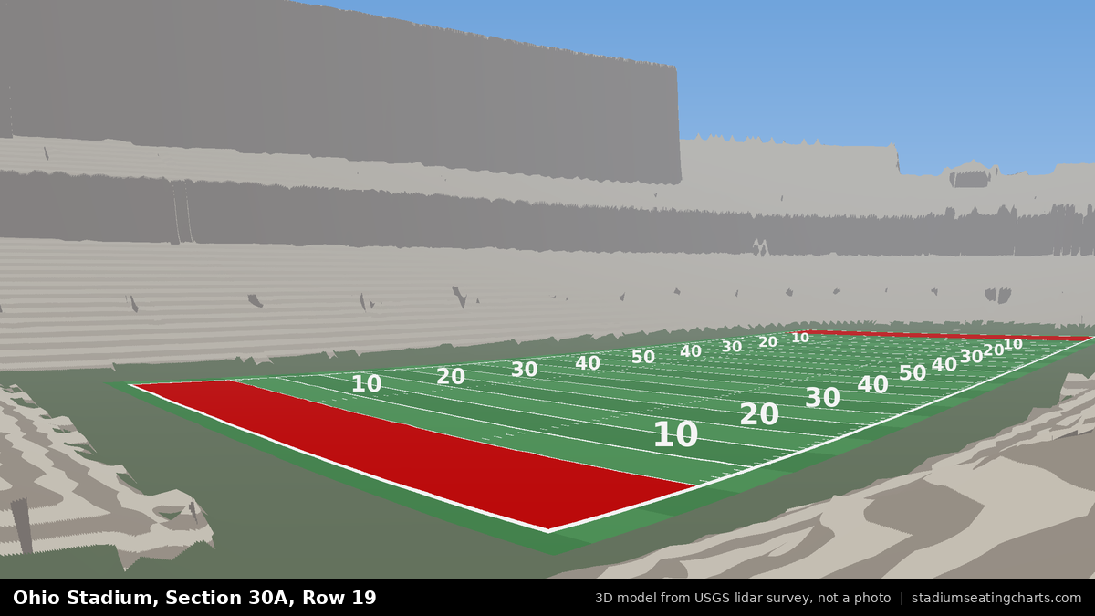 View from Ohio Stadium Section 30A, Row 19, looking toward the field