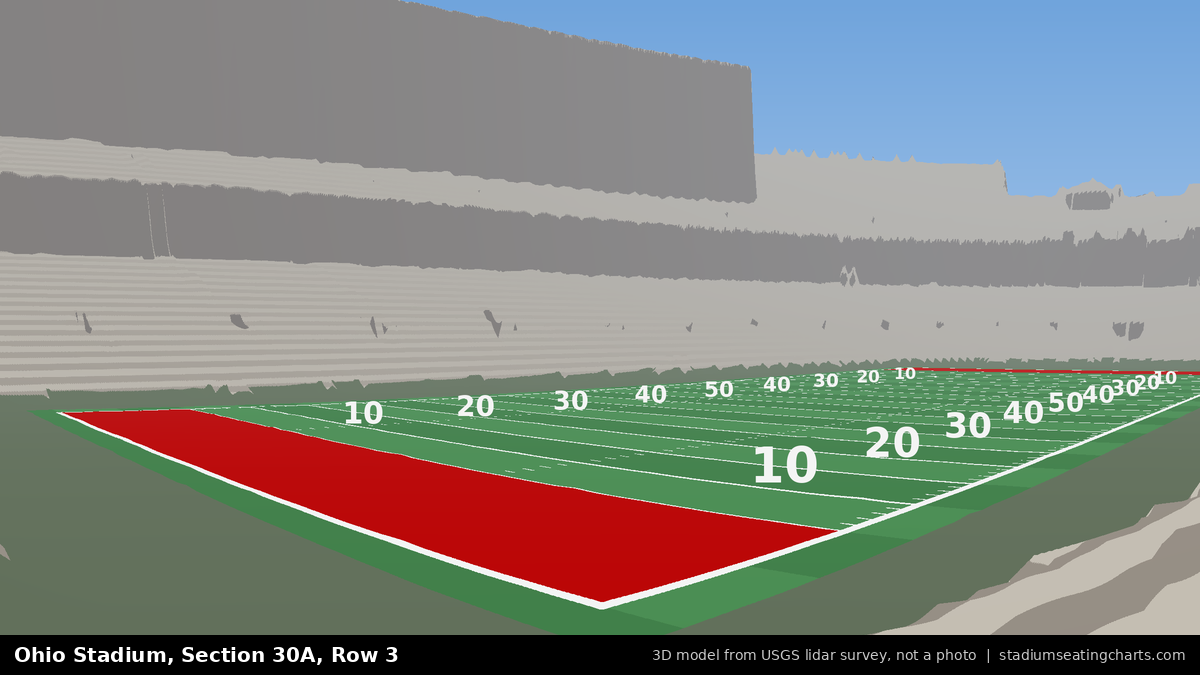 View from Ohio Stadium Section 30A, Row 3, looking toward the field
