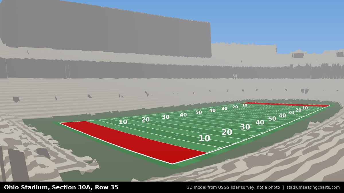 View from Ohio Stadium Section 30A, Row 35, looking toward the field