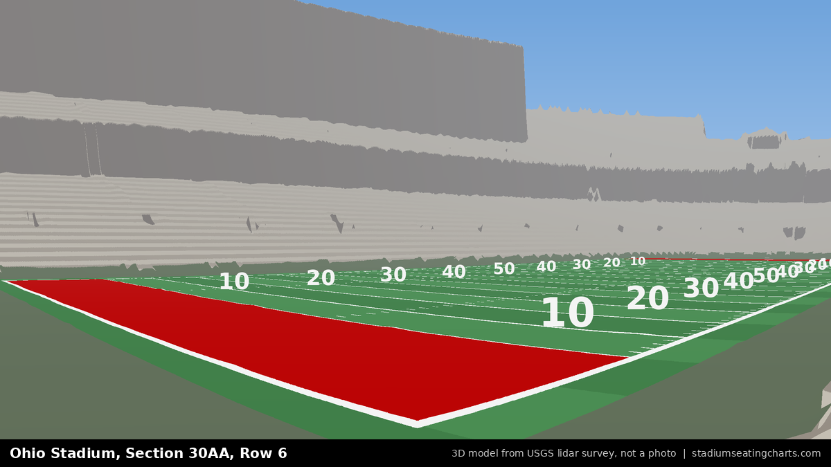 View from Ohio Stadium Section 30AA, Row 6, looking toward the field