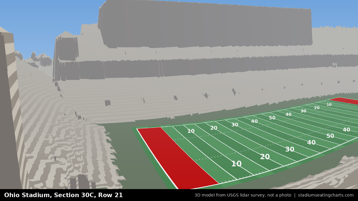 View from Ohio Stadium Section 30C, Row 21, looking toward the field