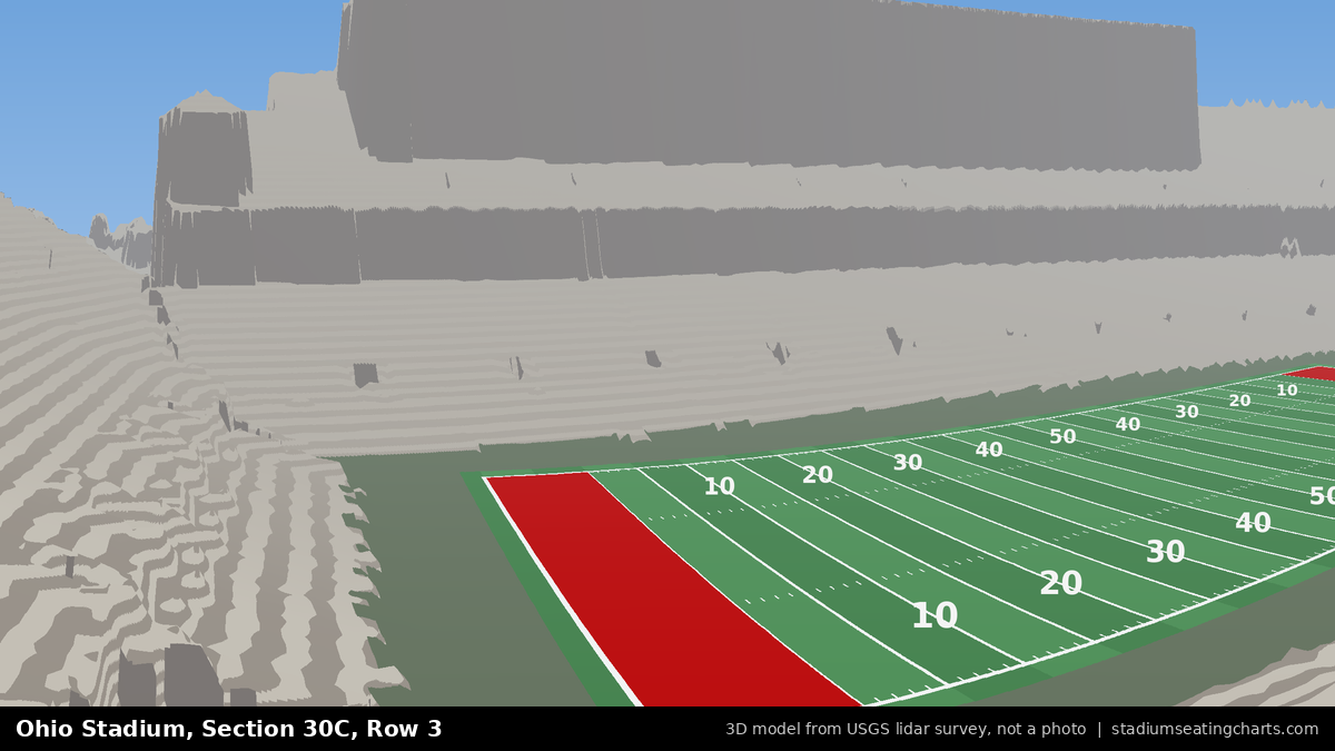 View from Ohio Stadium Section 30C, Row 3, looking toward the field