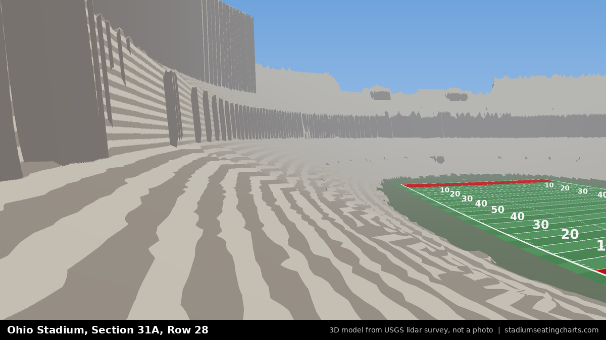 View from Ohio Stadium Section 31A, Row 28, looking toward the field